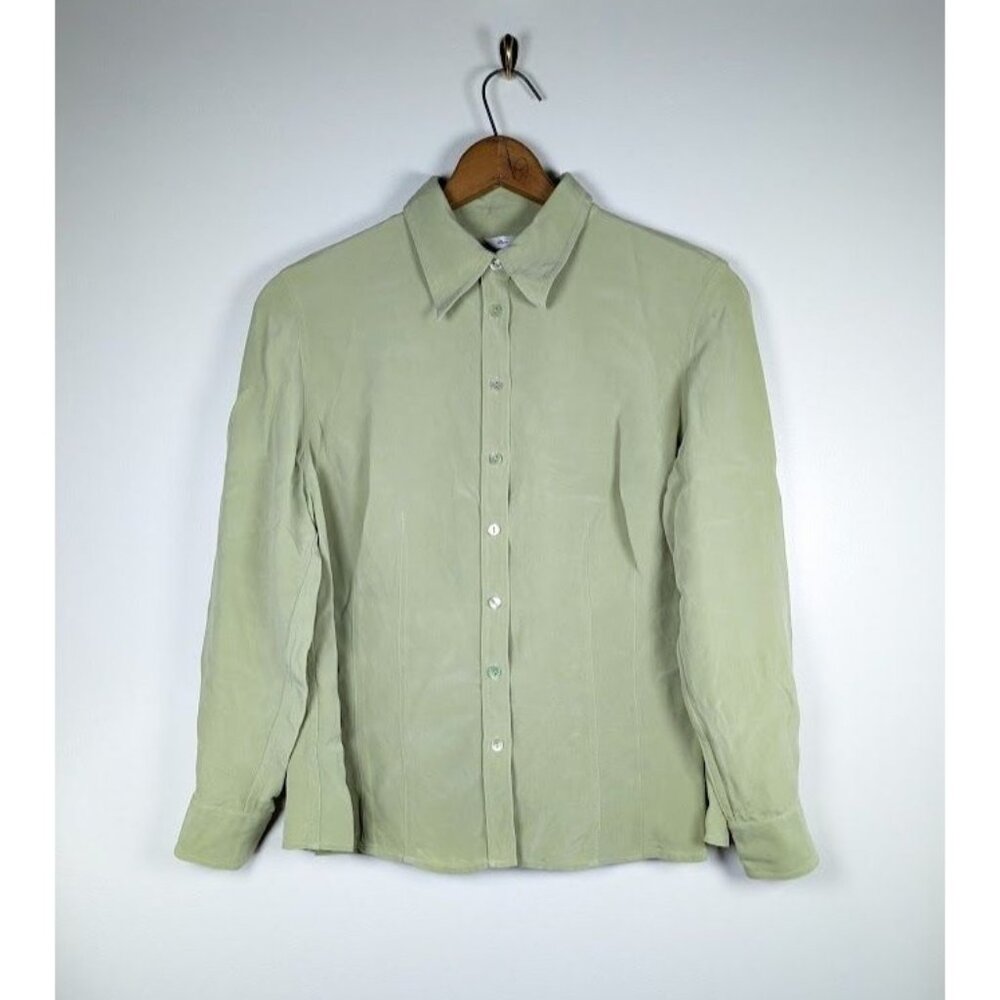 Vintage Talbots Pure Silk Top Size 14W Button up Capsule Minimalist‎ Y2K 90s
